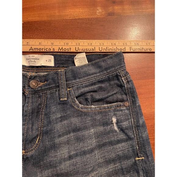 American Eagle Women's Denim Jean Shorts Cuffed Stretch Blue Button Fly Sz 0 - Picture 4 of 8